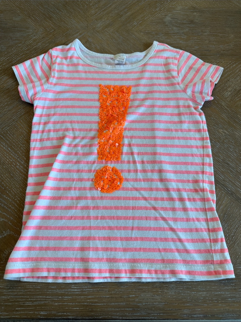 Girls' Orange & White Striped Sequin Exclamation Tee